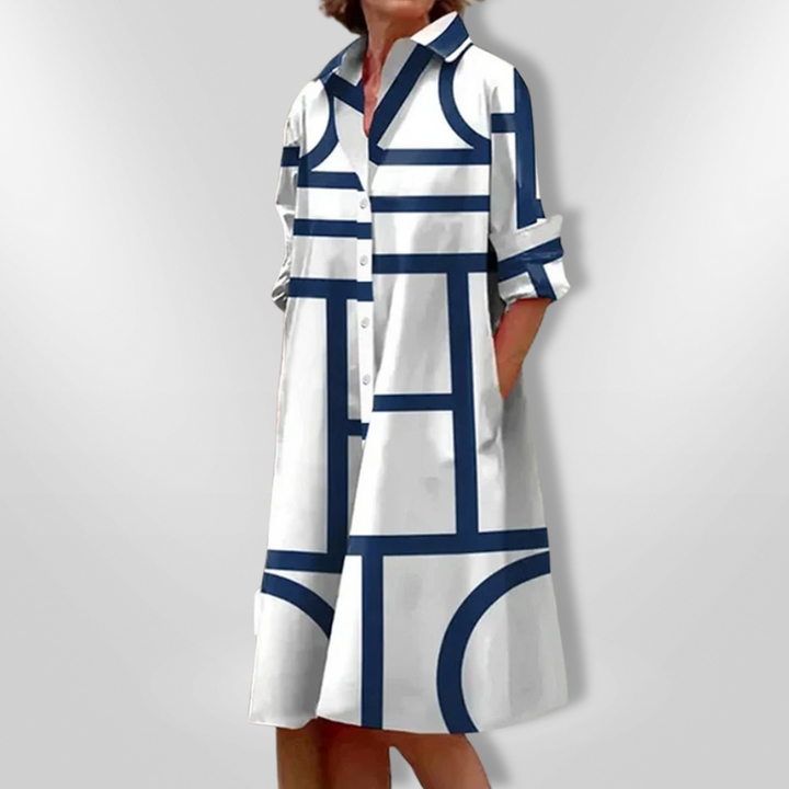 Lynna - Vestido Midi Informal Con Bolsillos Y Botones