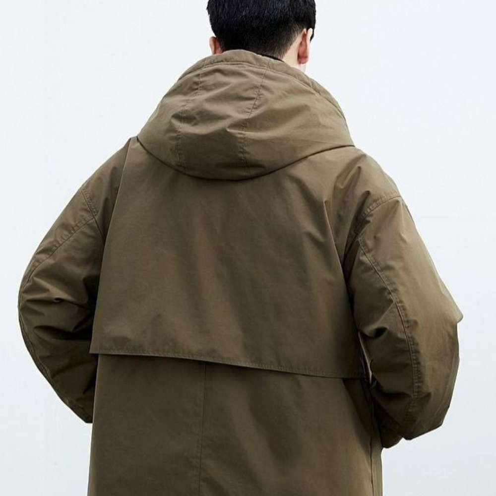 Krimz - Gabardina Con Capucha Y Cuello Con Solapas