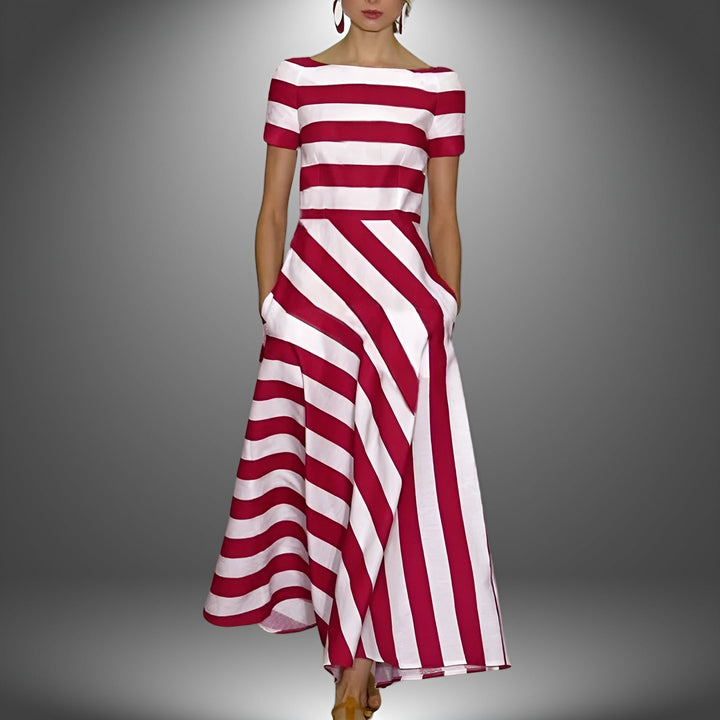 Kiona -  Vestido Largo Estampado con Rayas Elegante