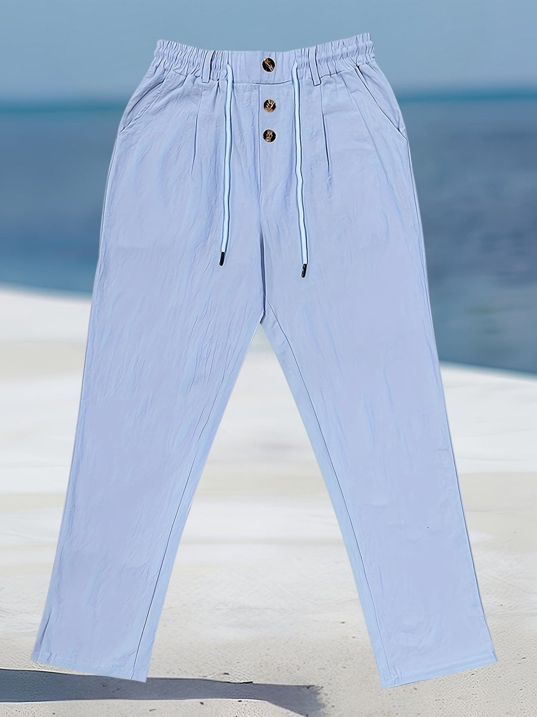 Aznar - Pantalón Elástico Informal De Lino