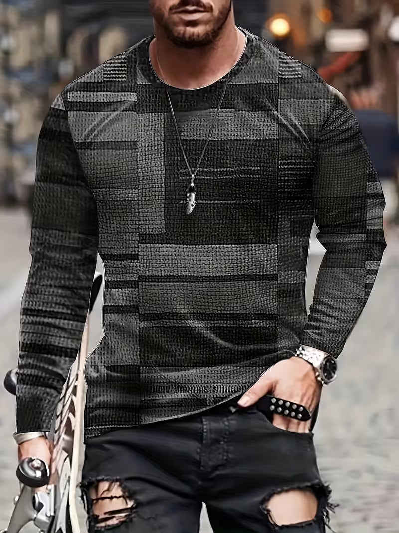 Kellan - Camisa De Manga Larga Con Estampado Geométrico Tipo Patchwork