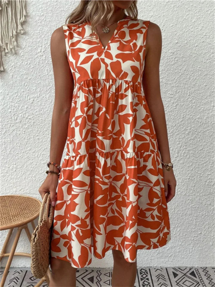 Angélica - Elegante Vestido De Verano Con Estampado De Hojas