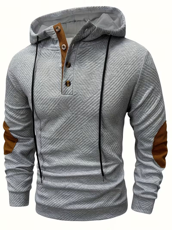 Alejandro - Sudadera Con Capucha y Textura Con Parches en Los Codos en Color de Contraste