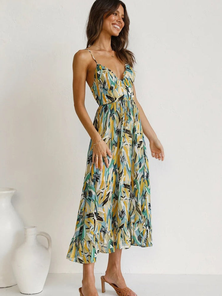Emmeline - Vestido Largo con Tirantes de Flores