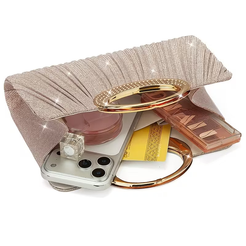 Lizzana - Bolso De Mano Plisado Con Anilla Redonda Brillante