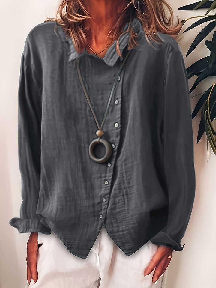 Ristia - Blusa Informal De Manga Larga Con Botones