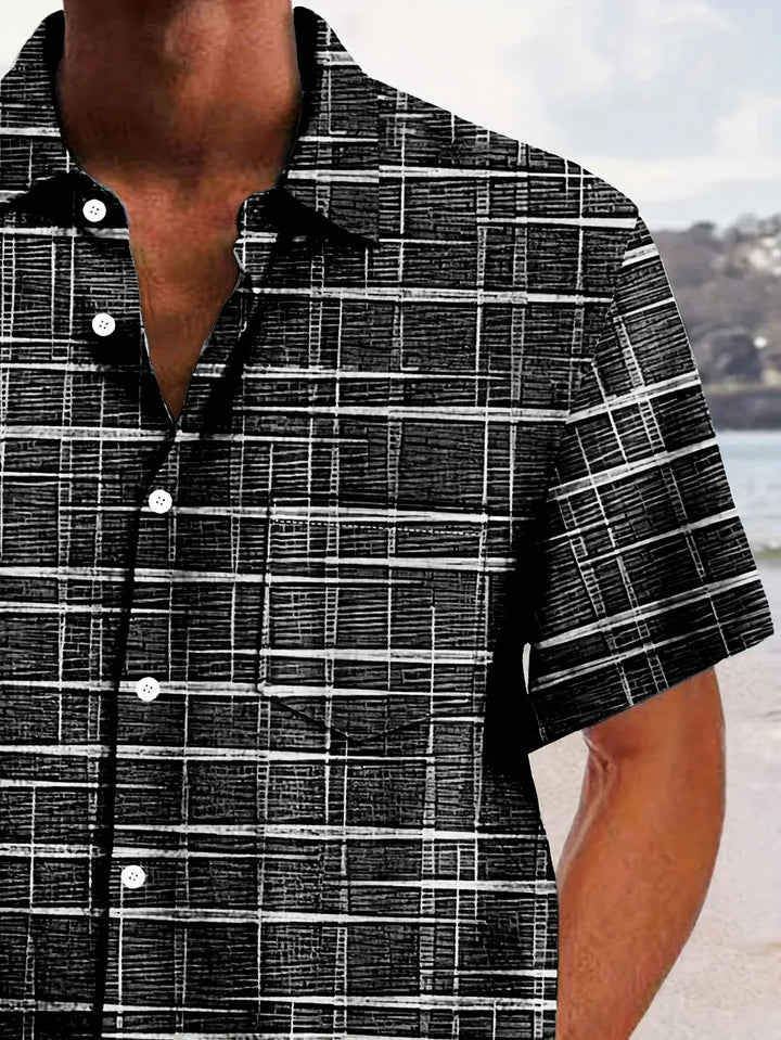 Haroyan - Camisa Elegante Con Estampado De Rayas a Cuadros