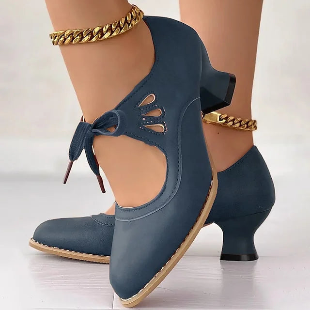 Zydrune - Zapatos de Tacón Alto de Cuero Vintage