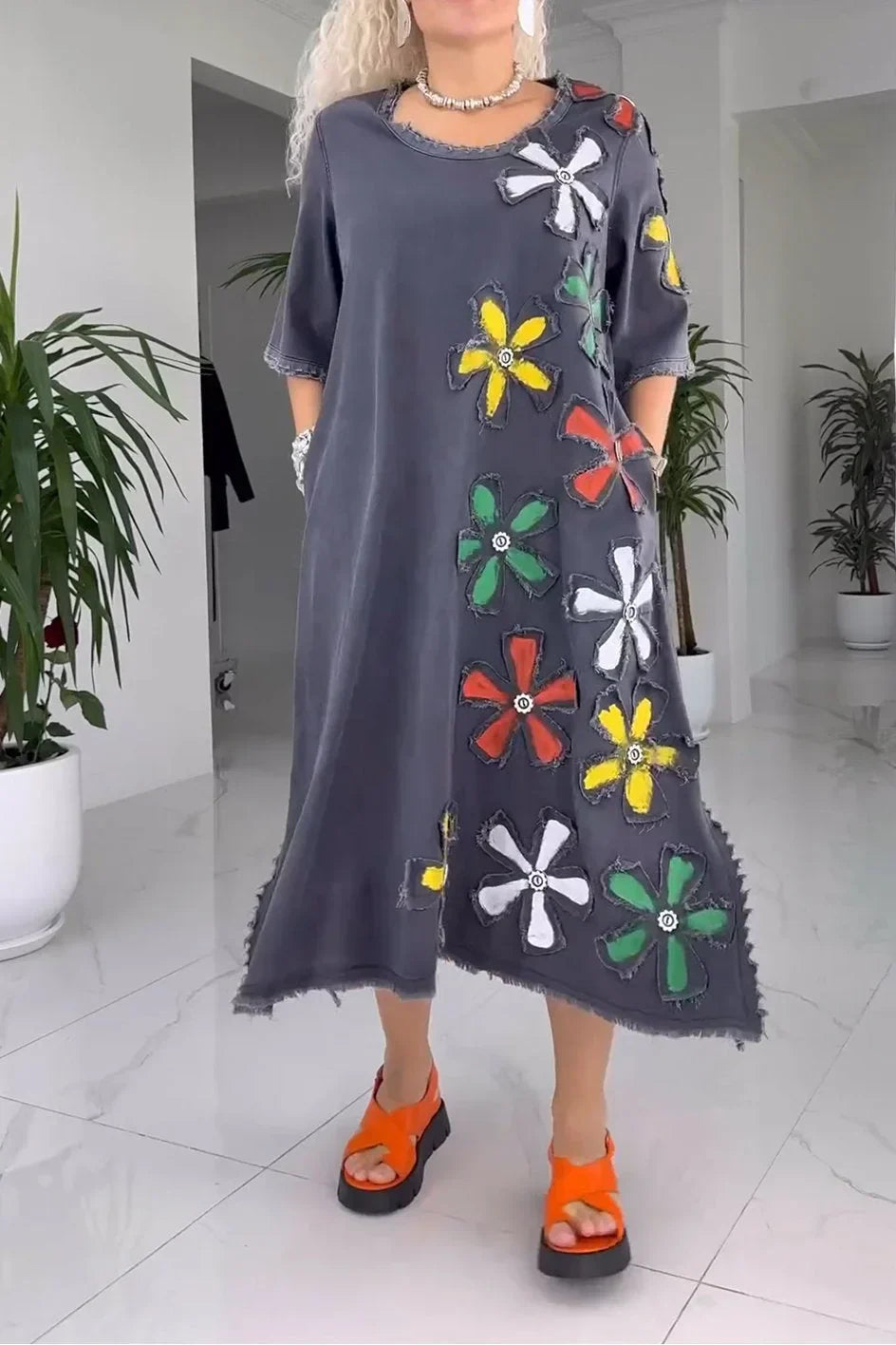 Jiella - Vestido Informal Con Estampado De Flores