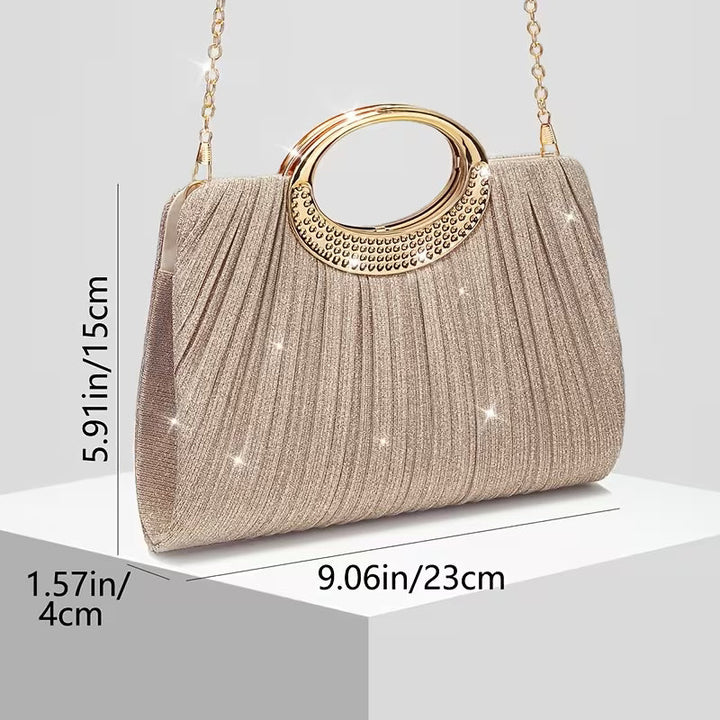 Lizzana - Bolso De Mano Plisado Con Anilla Redonda Brillante