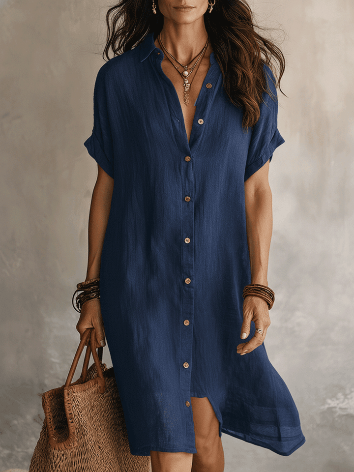 Nilisha - Vestido Camisero Midi De Lino y Algodón