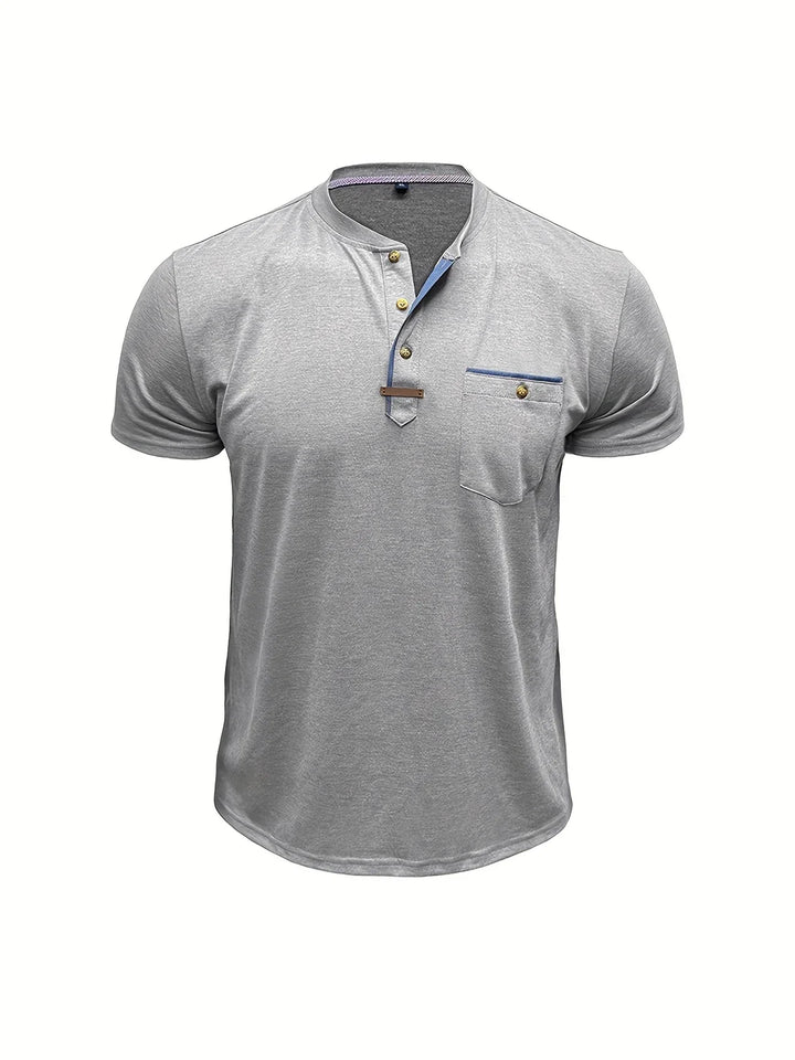 Saxon - Camiseta Elegante De Cuello Redondo Con Bolsillo