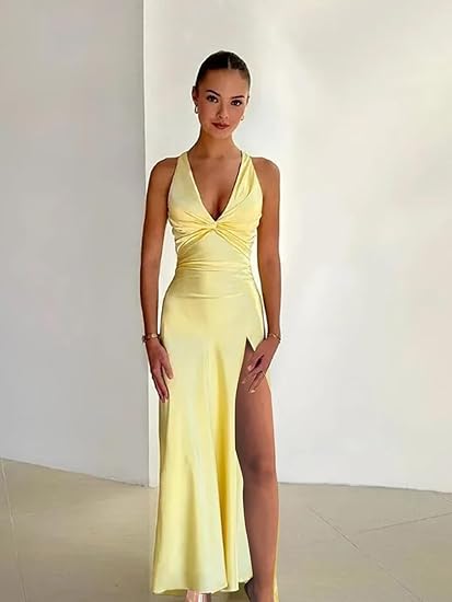 Fabiola - Elegante Vestido Largo Sin Mangas Y Con Cuello En V