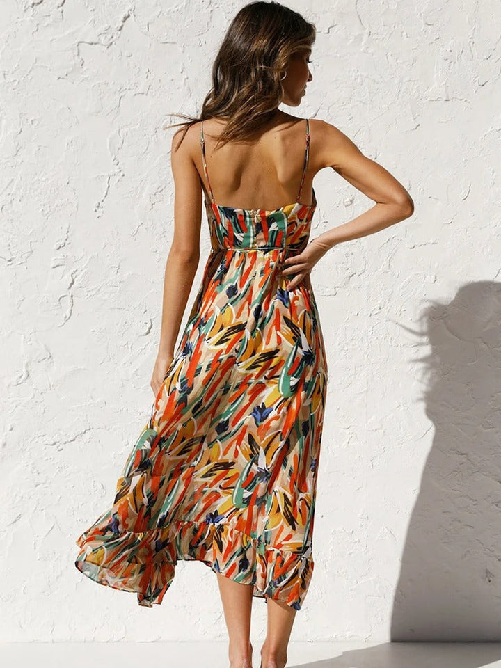 Emmeline - Vestido Largo con Tirantes de Flores