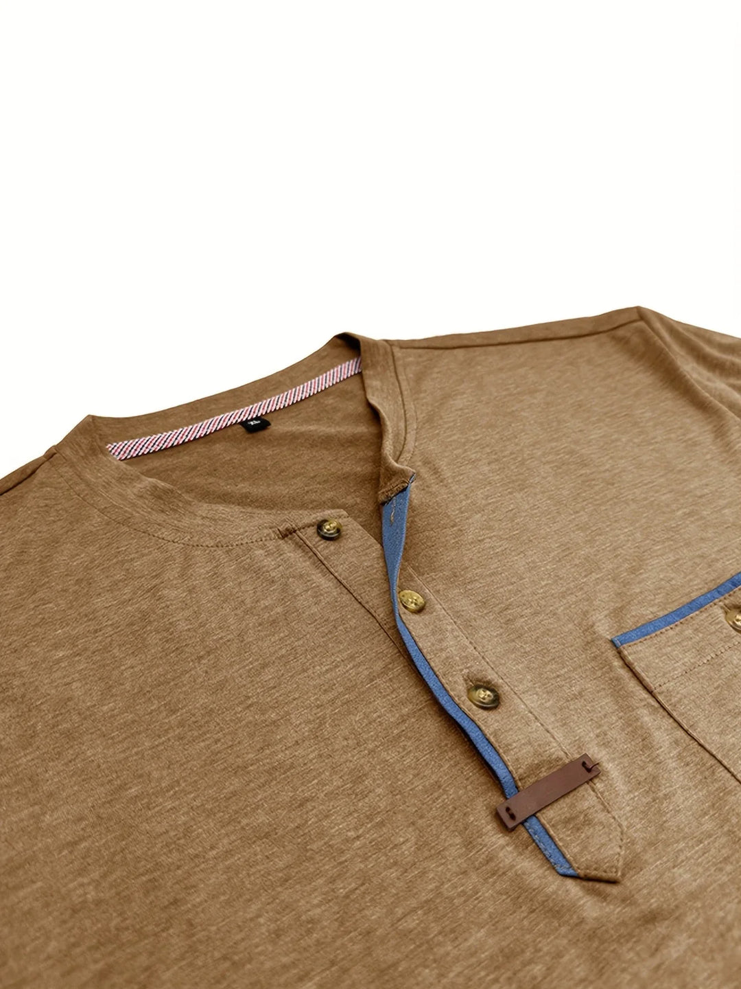 Saxon - Camiseta Elegante De Cuello Redondo Con Bolsillo