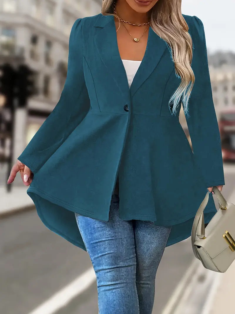Mackayla - Elegante Blazer De Manga Larga Con Un Solo Botón