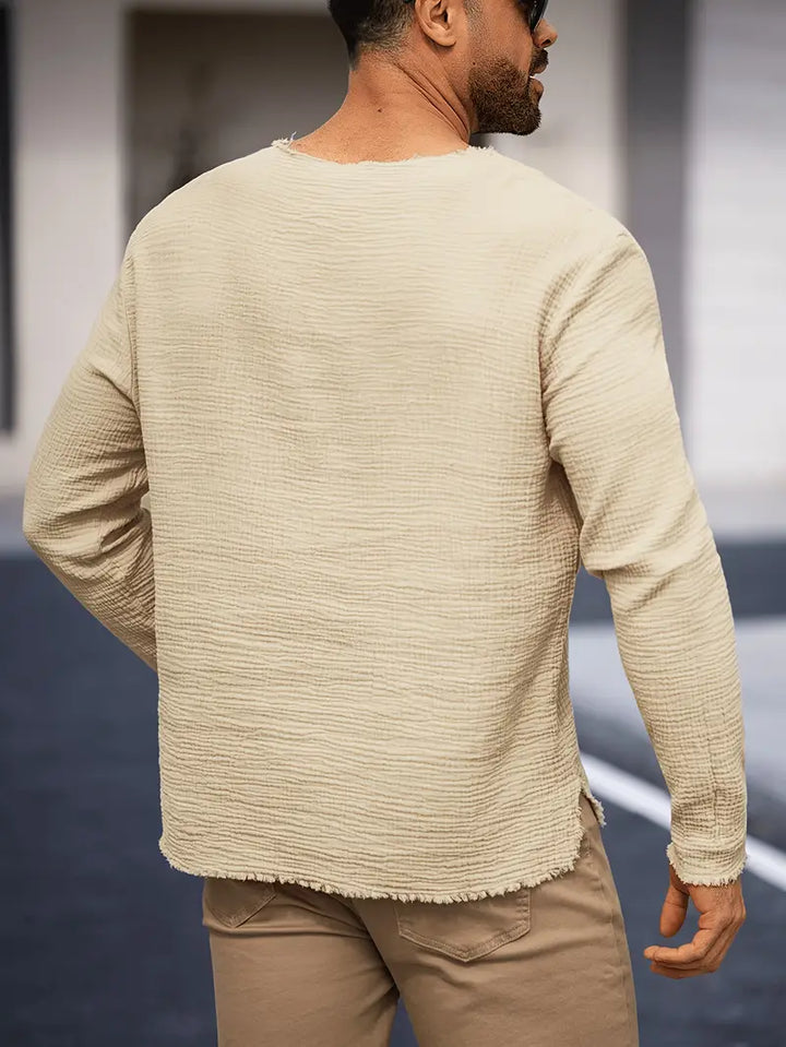 Demetrio - Camisa Informal y Cómoda De Manga Larga Con Cuello en V