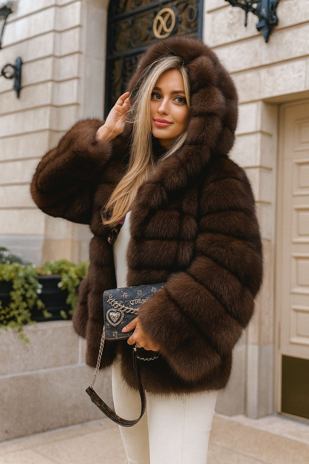 Aglaya - Abrigo Con Capucha De Piel Sintética