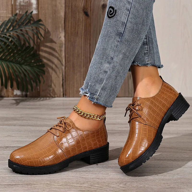 Niyra – Zapatos Derby Con Cordones y Suela Gruesa