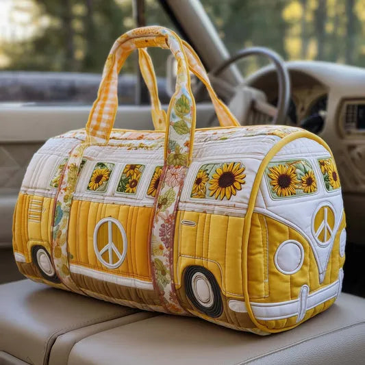 RetroBloom - Bolsa de Viaje Acolchada con Estampado Vintage de Autocaravana