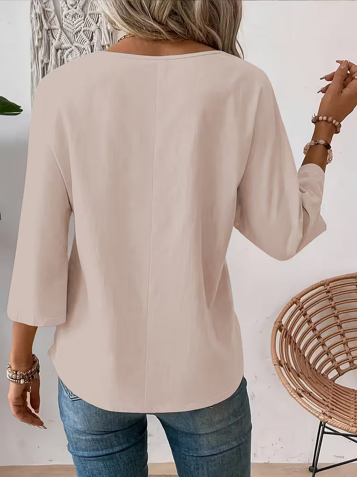 Sheril - Camiseta Holgada Con Mangas Enrollables y Estampado Floral