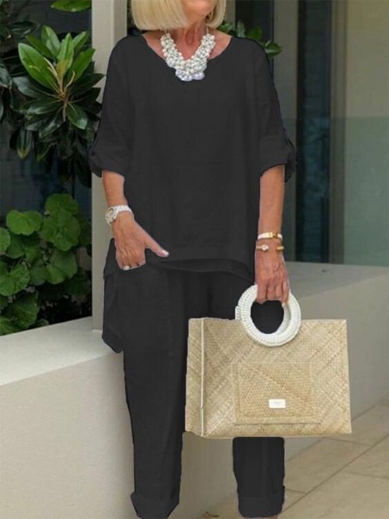 Danni - Traje Informal De 2 Piezas Con Cuello Redondo