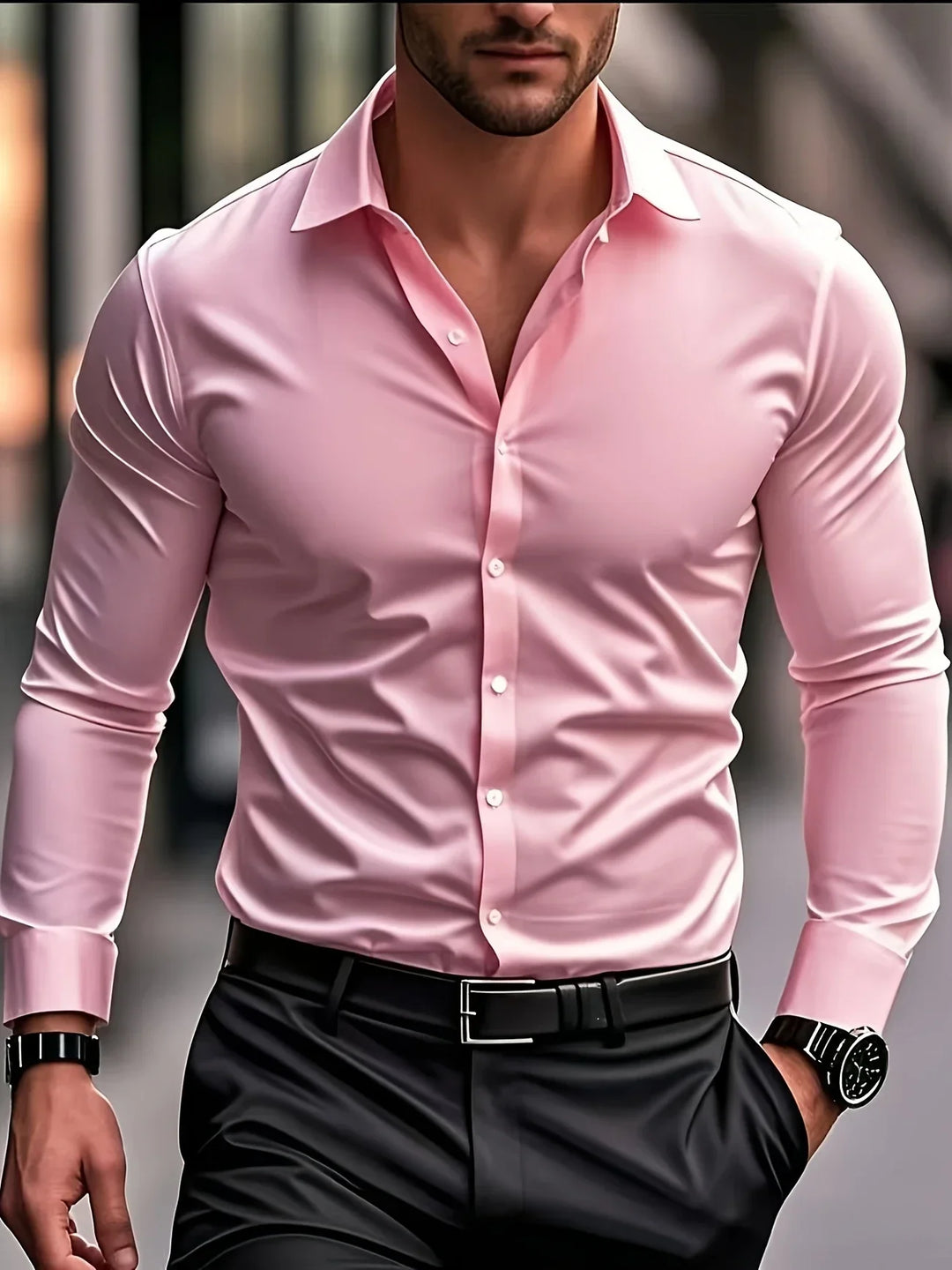 Byron - Elegante Camisa De Manga Larga Con Btones