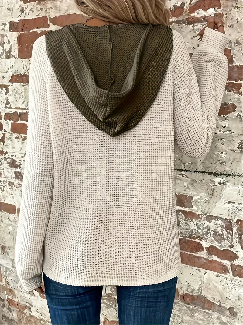 Snezhana - Sudadera Con Capucha Y Cordón De Manga Larga Y Botones Delanteros