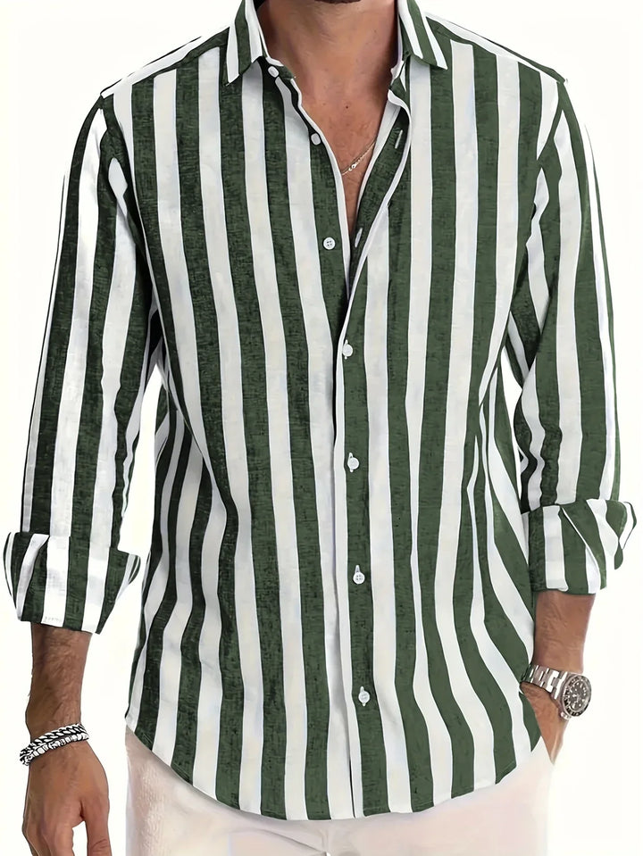 George - Camisa Elegante De Manga Larga a Rayas