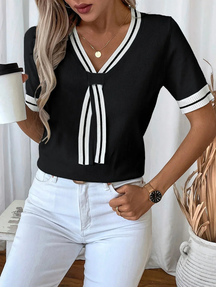 Brunella - Elegante Top De Punto Con Cuello En V