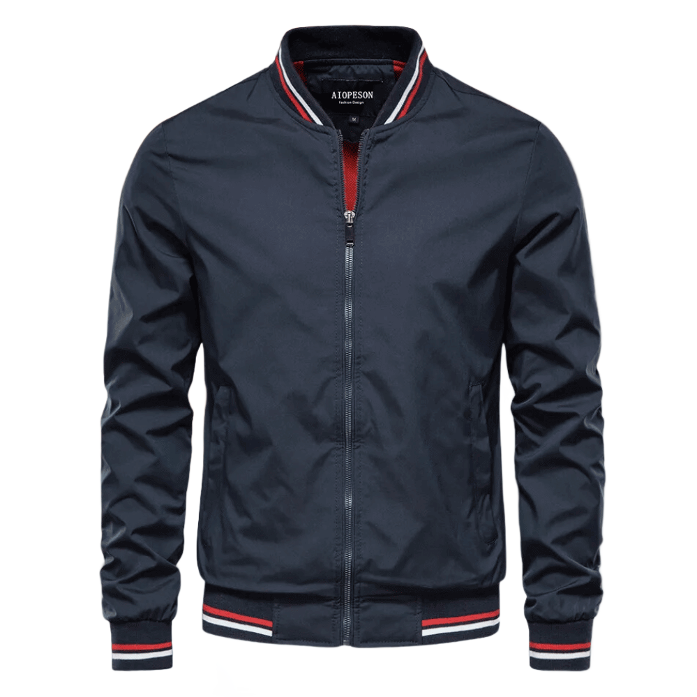Noam - Chaqueta Bomber Clásica Con Ribetes a Rayas