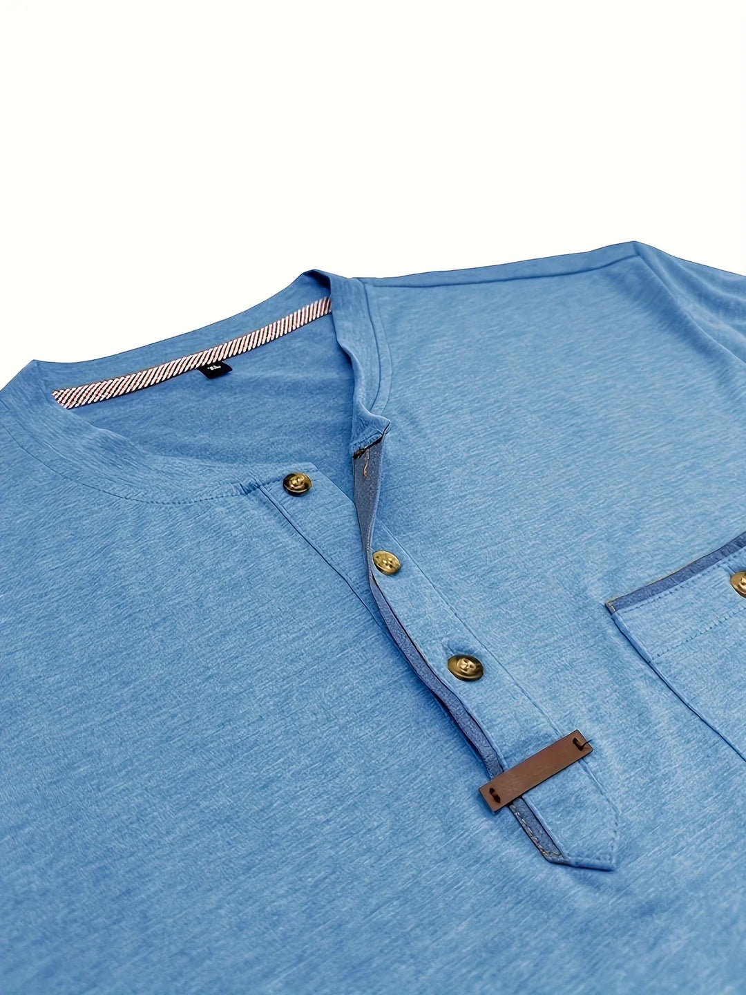 Saxon - Camiseta Elegante De Cuello Redondo Con Bolsillo