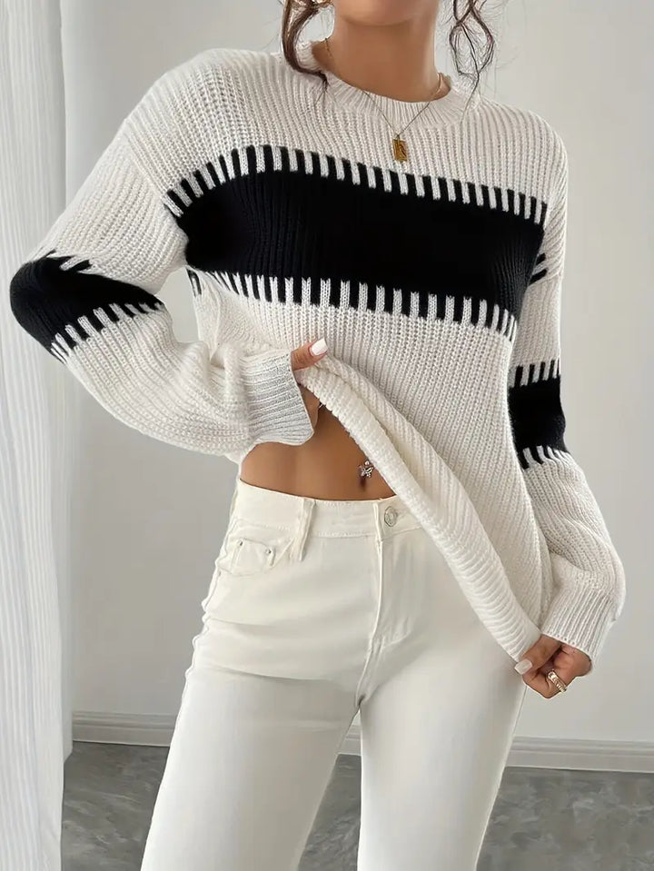 Gyneth - Jersey De Manga Larga Con Cuello Redondo