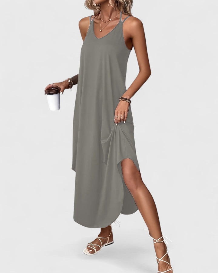 Tracie - Vestido Largo Con Suelto Cuello en V