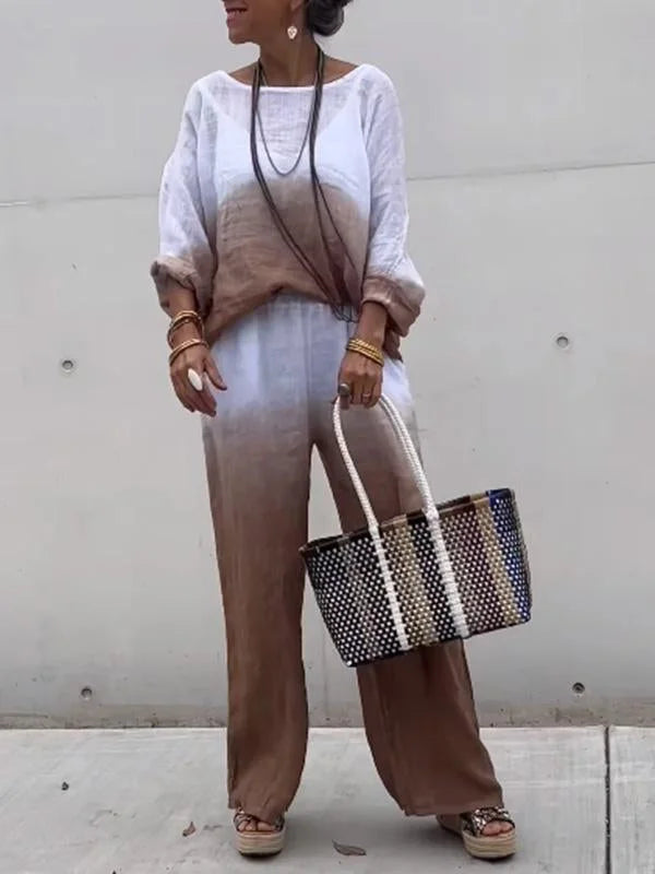 Raminta - Elegante Conjunto De Dos Piezas Confeccionado en Algodón y Lino