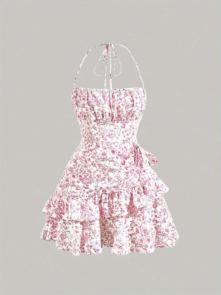 Ortagus - Vestido Floral Con Volantes