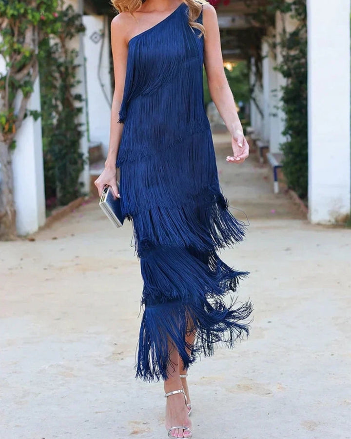 Mirella - Vestido Largo con Flecos