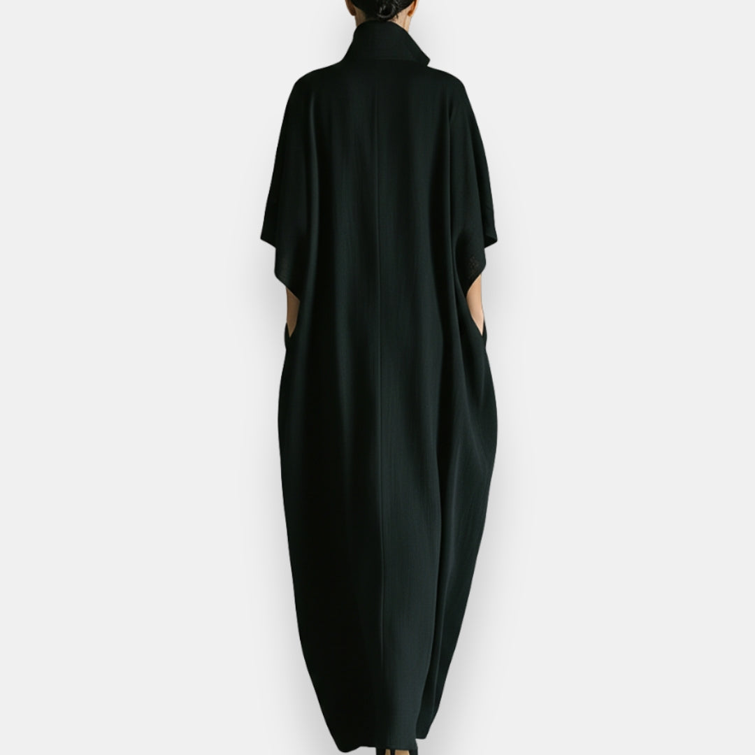 Maricel - Vestido Largo Con Cuello Alto Y Bolsillos Laterales