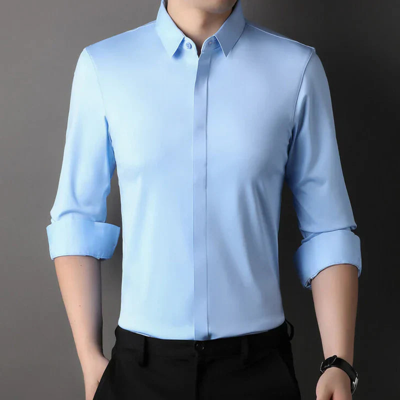 Kusek - Camisa Elegante Elástica y Sin Arrugas
