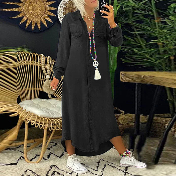 Lilla - Vestido Camisero Cómodo En Denim