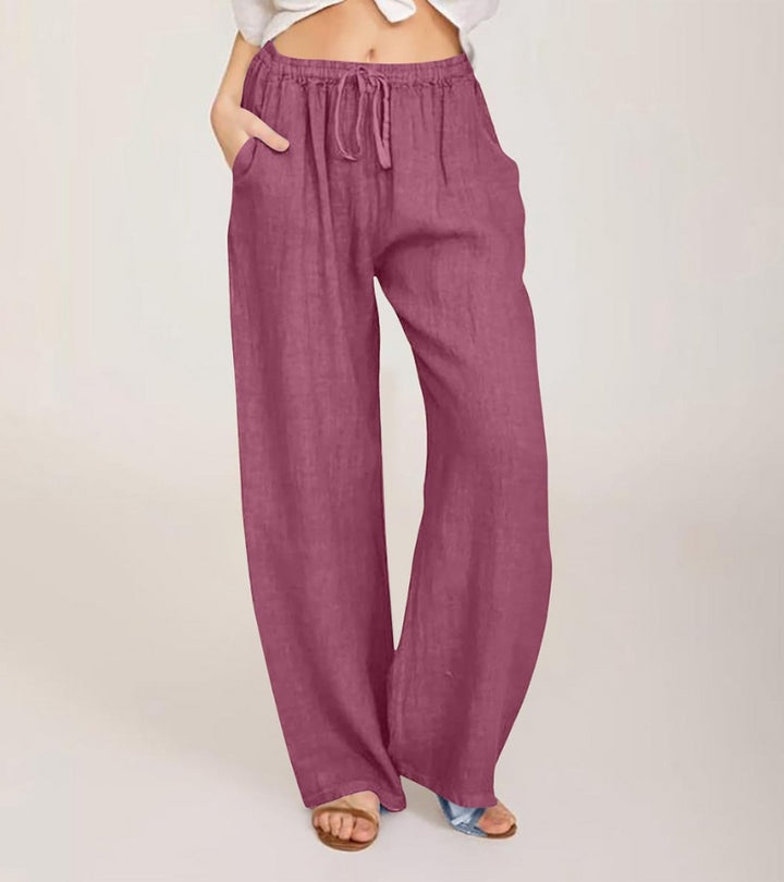 Maialen - Pantalones Anchos De Lino Para Verano