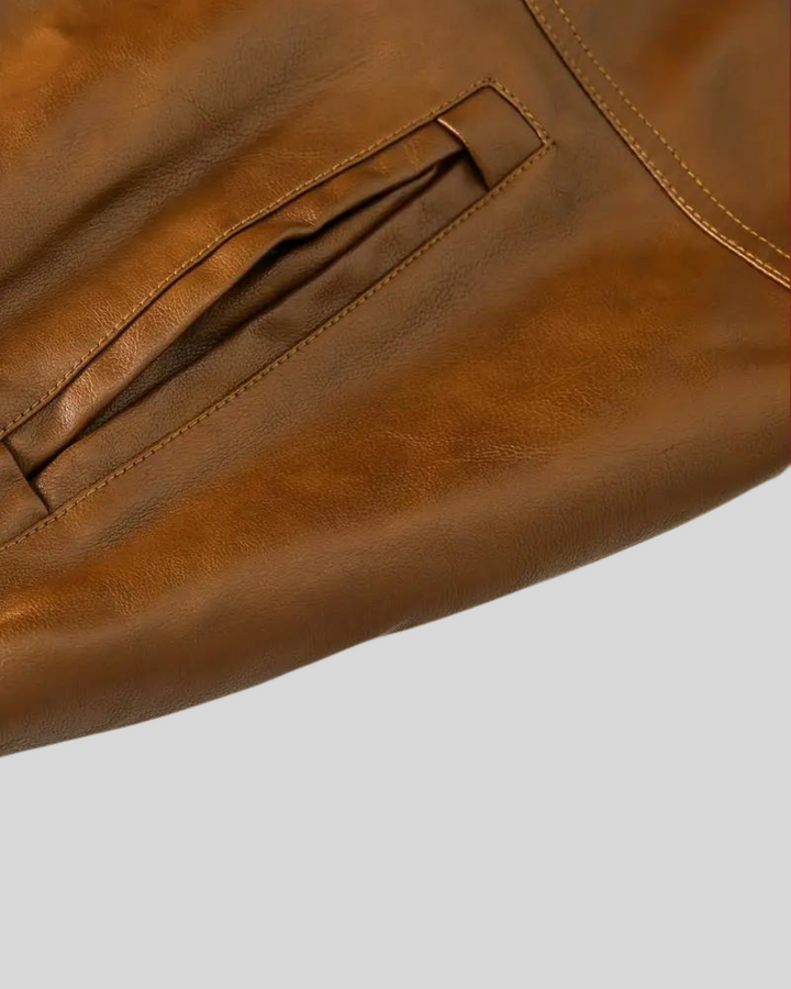 Davor - Chaqueta De Cuero Con Capucha y Doble Cremallera