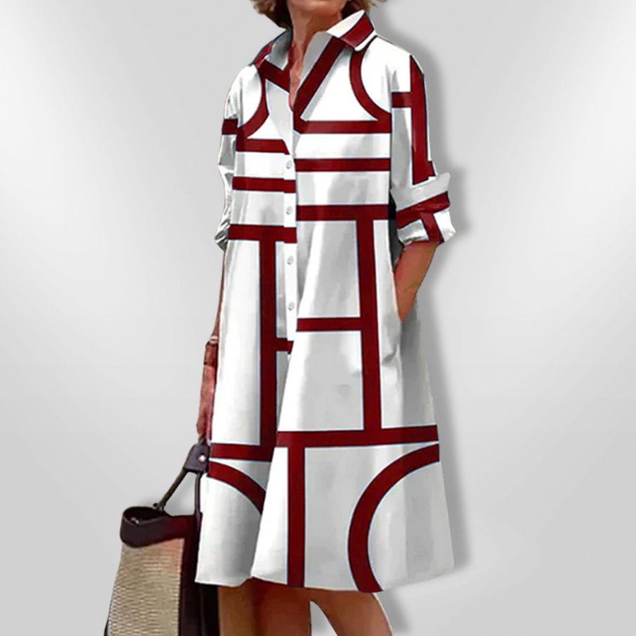 Lynna - Vestido Midi Informal Con Bolsillos Y Botones