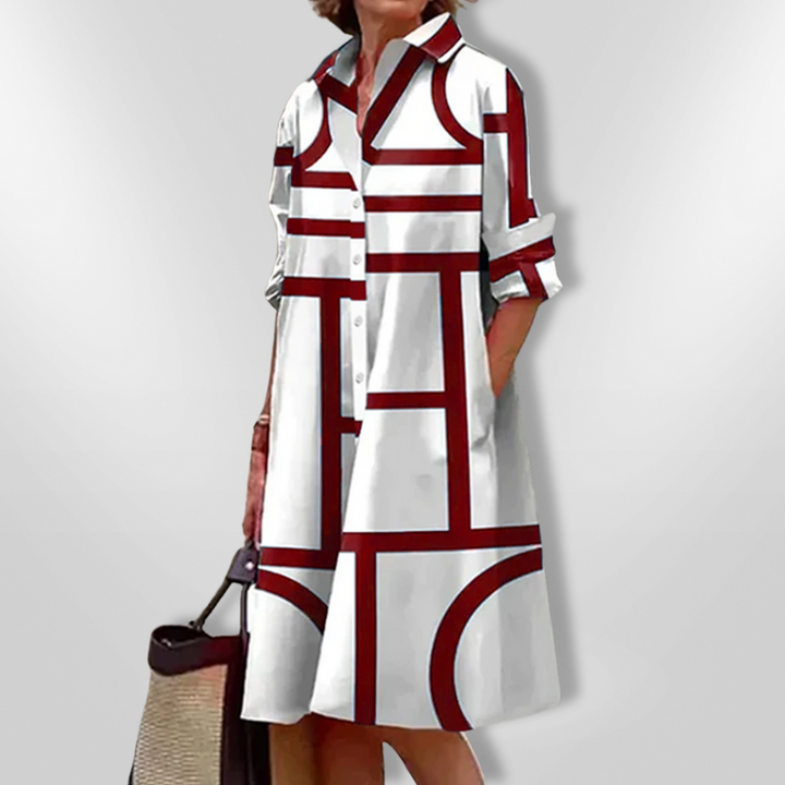 Lynna - Vestido Midi Informal Con Bolsillos Y Botones