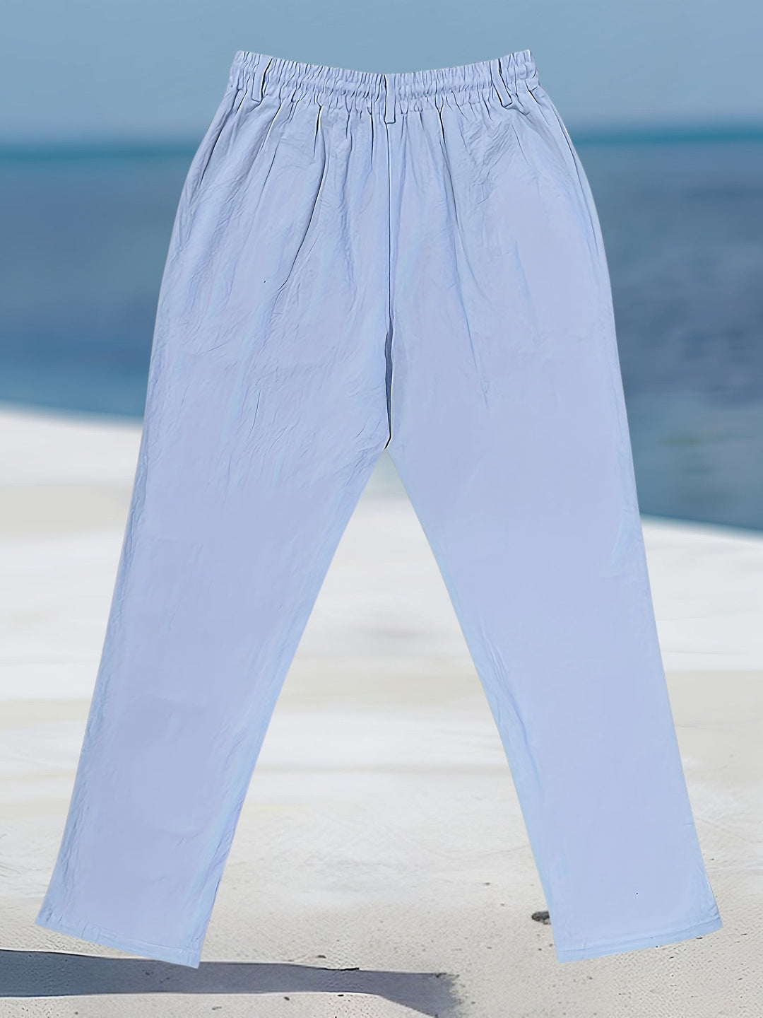 Aznar - Pantalón Elástico Informal De Lino