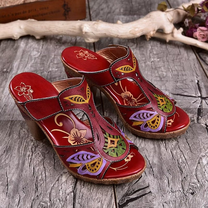 Ariana - Sandalia de Tacón Con Estampado de Folwer