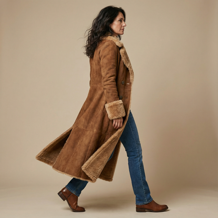 Zeeta - Abrigo Largo Vintage Con Pelo Sintético