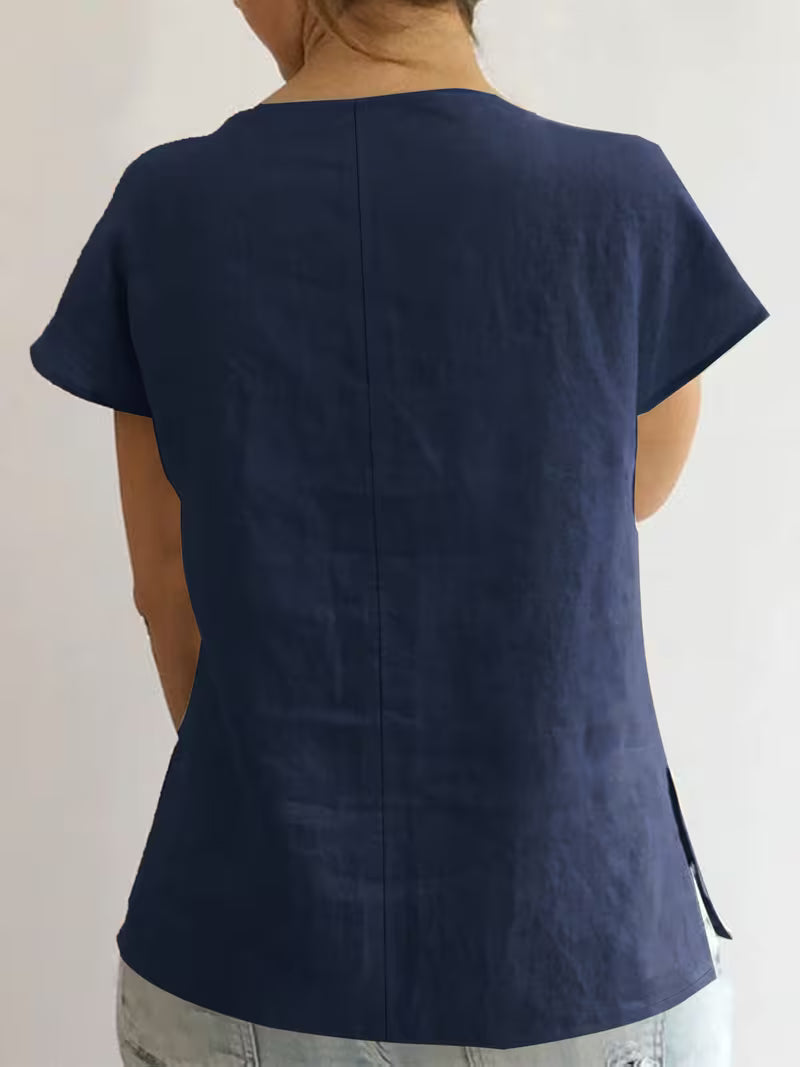 Wiliena - Camiseta De Manga Corta Con Cuello Anudado