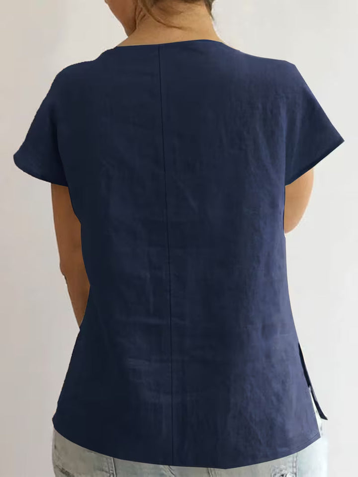 Wiliena - Camiseta De Manga Corta Con Cuello Anudado