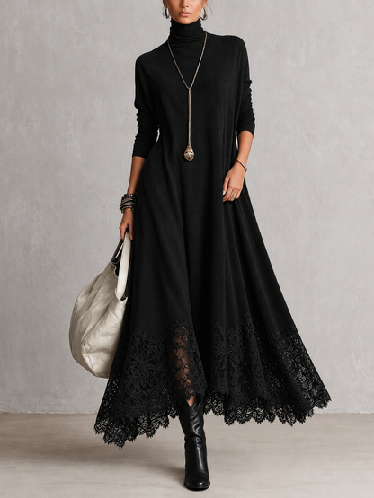 Albria - Vestido Largo de Manga Larga con Estilo Vintage